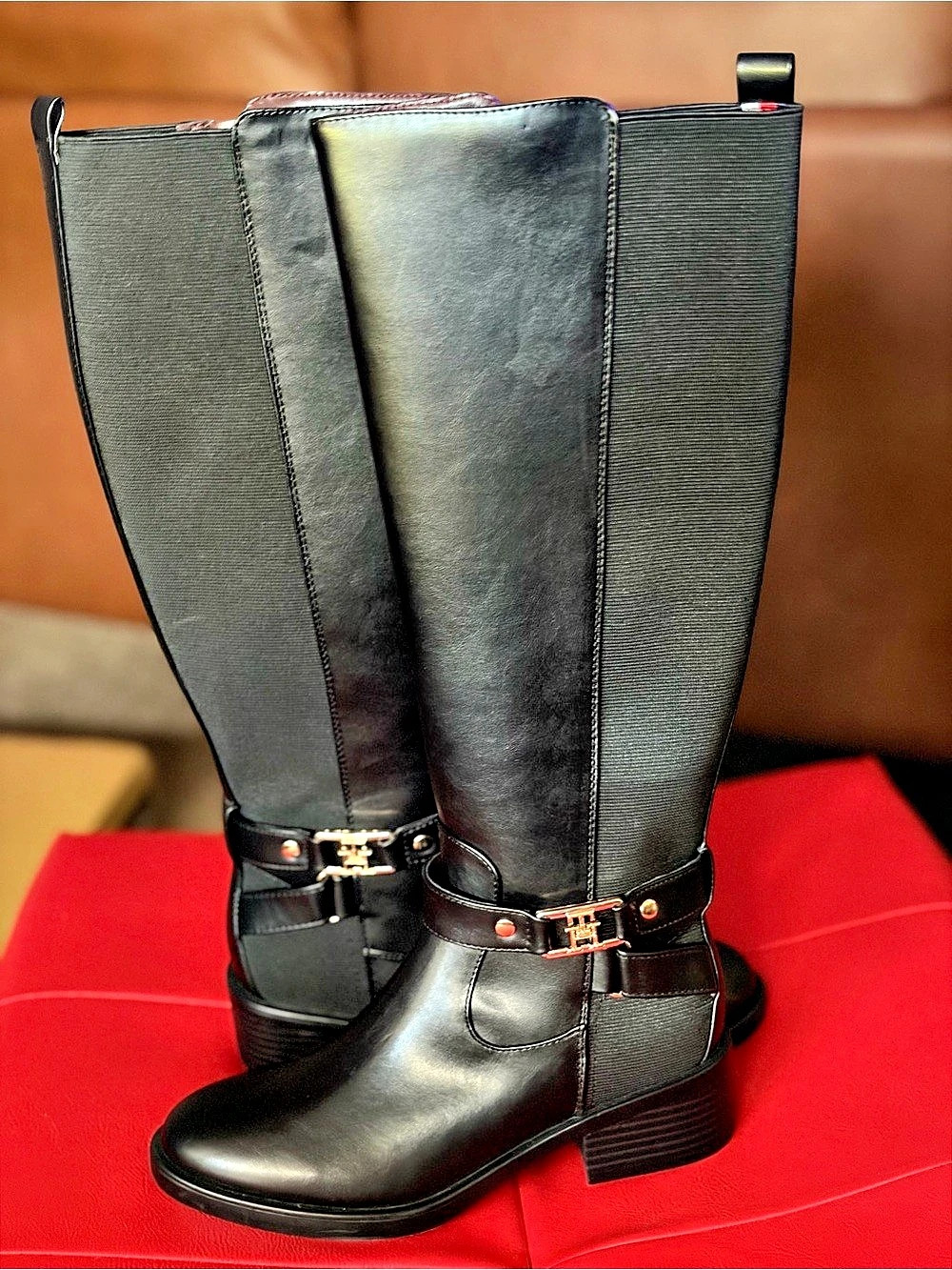 Tommy Hilfiger Mireya Tall Buckle Riding Boot Boots Black US 51/2